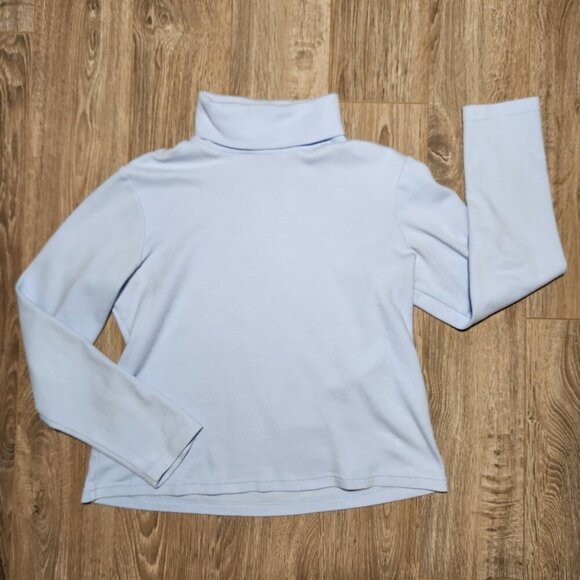 Vintage 90s soft baby blue cotton turtleneck sweater - Picture 6 of 13